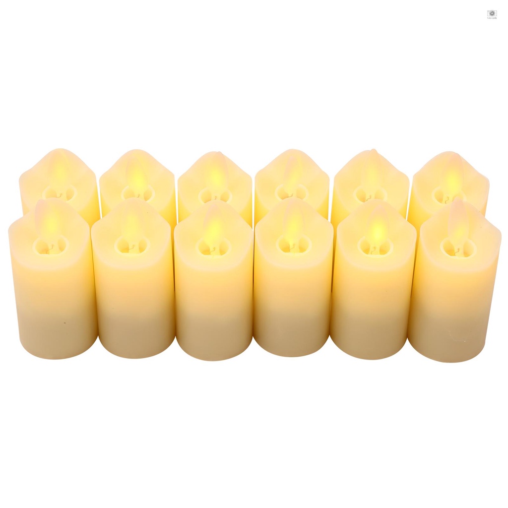 12 PCS Rechargeable Flameless Candles Realistic Warm Yellow LED