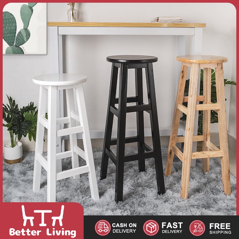 Bar Chair Stool Nordic Minimalist Style Solid Wood Bar Chair Bar High Chair Home Kitchen Counter