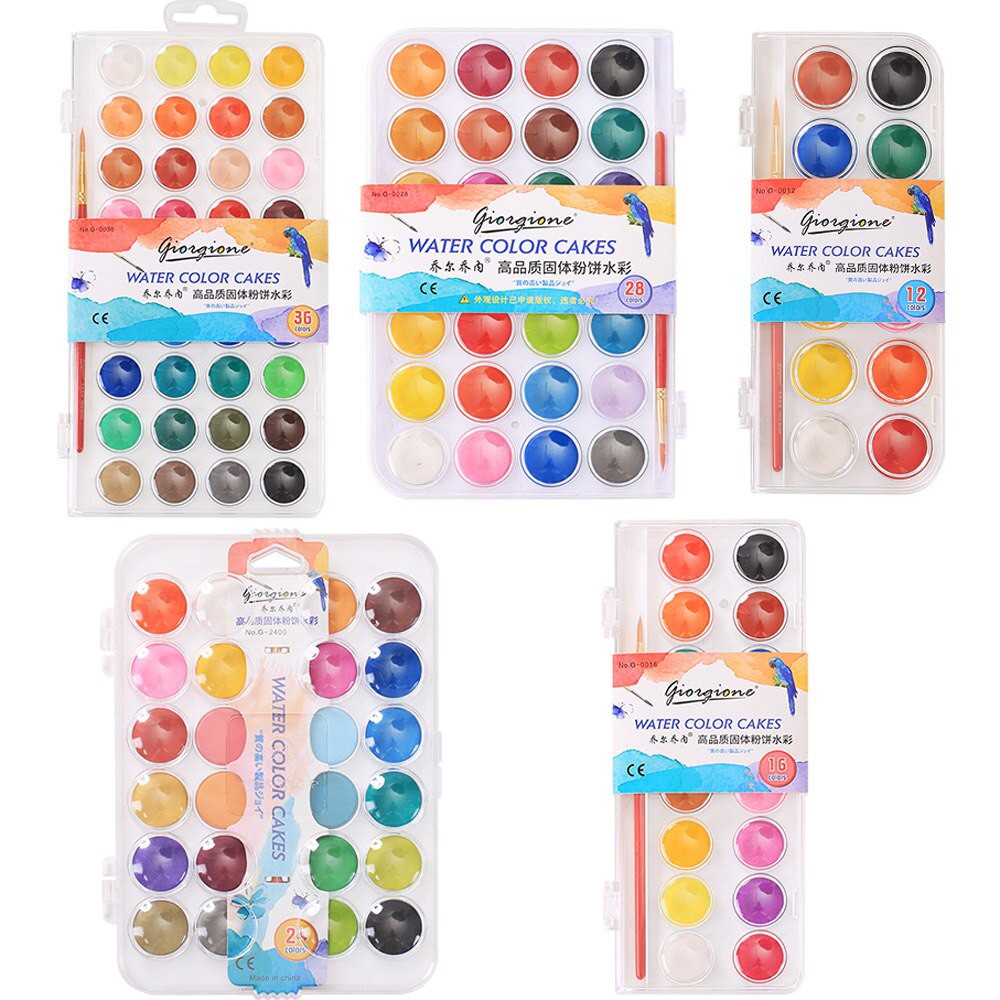 Watercolor Cakes Solid Water Color Set [12/16/24/28/36/48