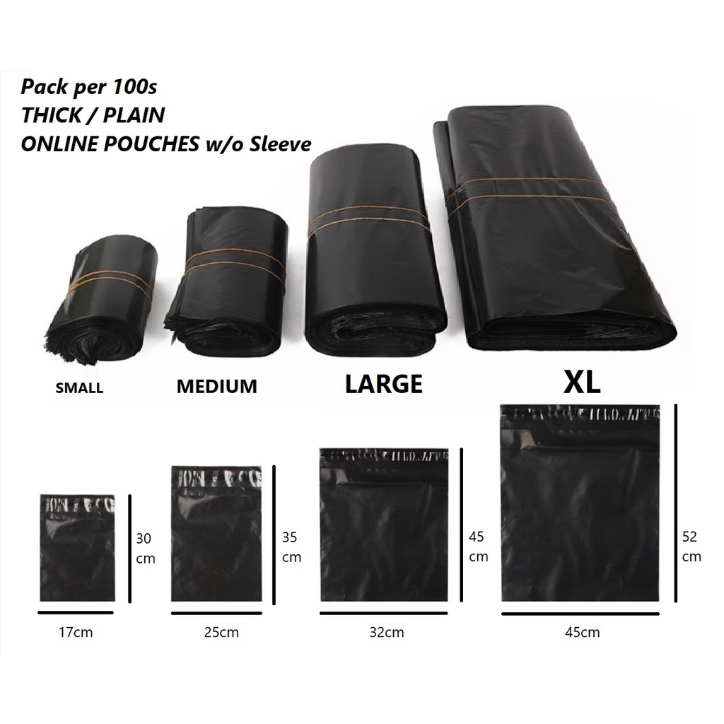 Black Plain Thick Courier Shipping Pouch Poly Mailer Pouch Self