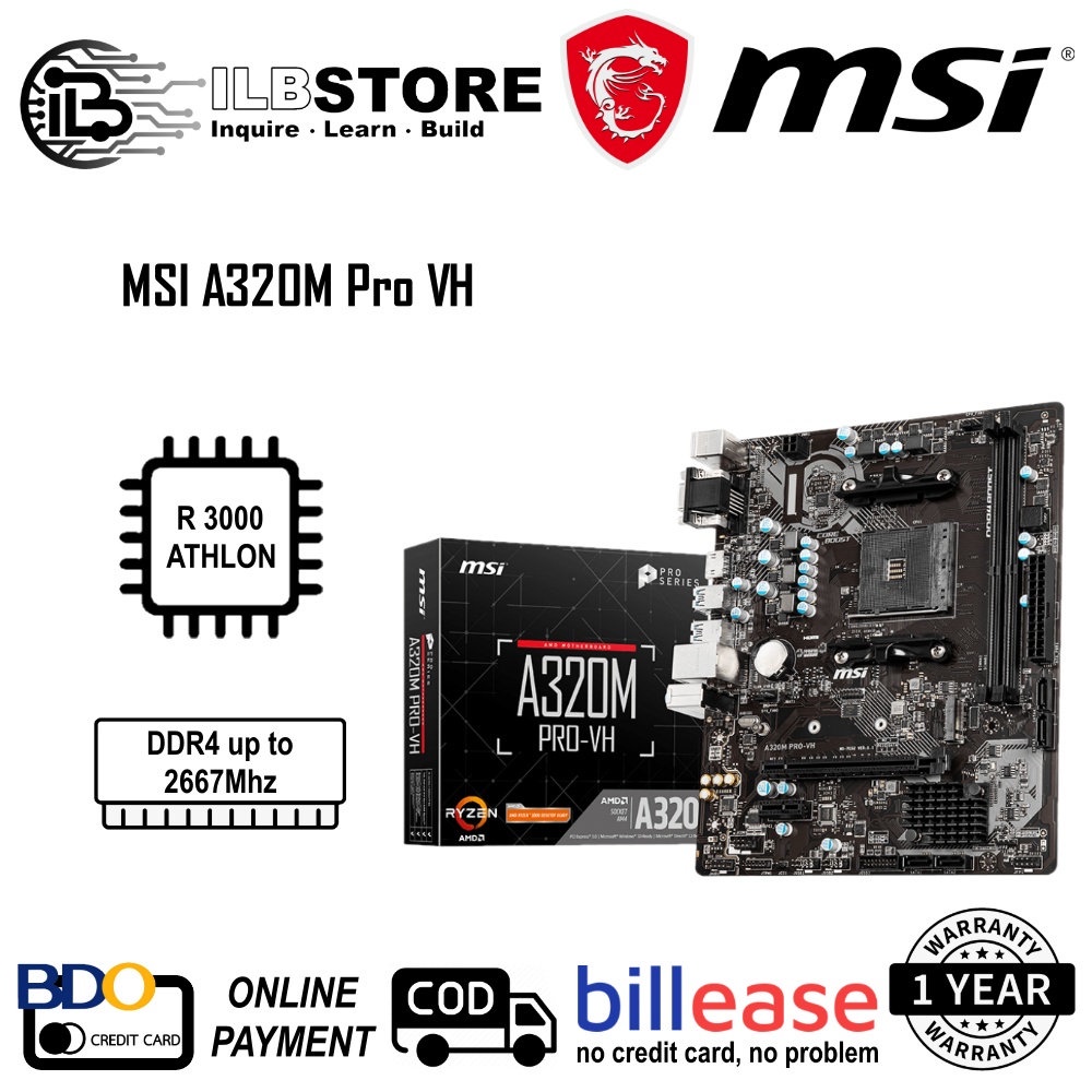 MSI A320M Pro VH Motherboard Shopee Philippines