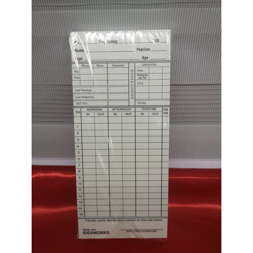 Time Card or DTR for employees,per pack 100pcs Shopee Philippines