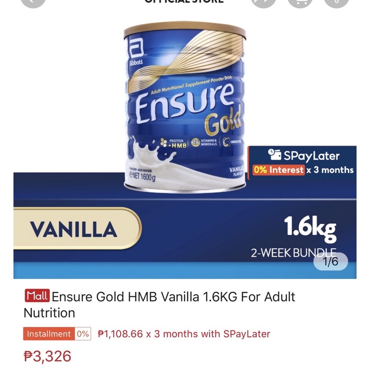 (SMALL DENT CAN)ENSURE Ensure Gold Vanilla 1.6kg Powdered Milk Adult