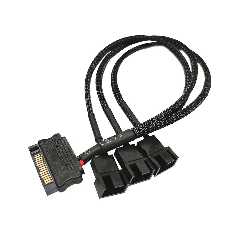PC Fan Splitter Power Cable SATA to 4Pin Cooler Cooling Fan Extension