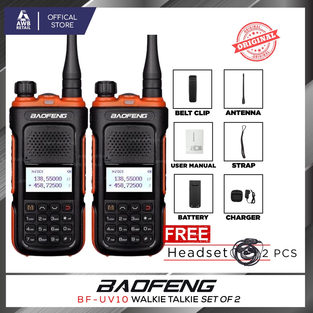 Baofeng BFUV10 Dual Band VHF UHF Walkie Talkie Two Way Radio with