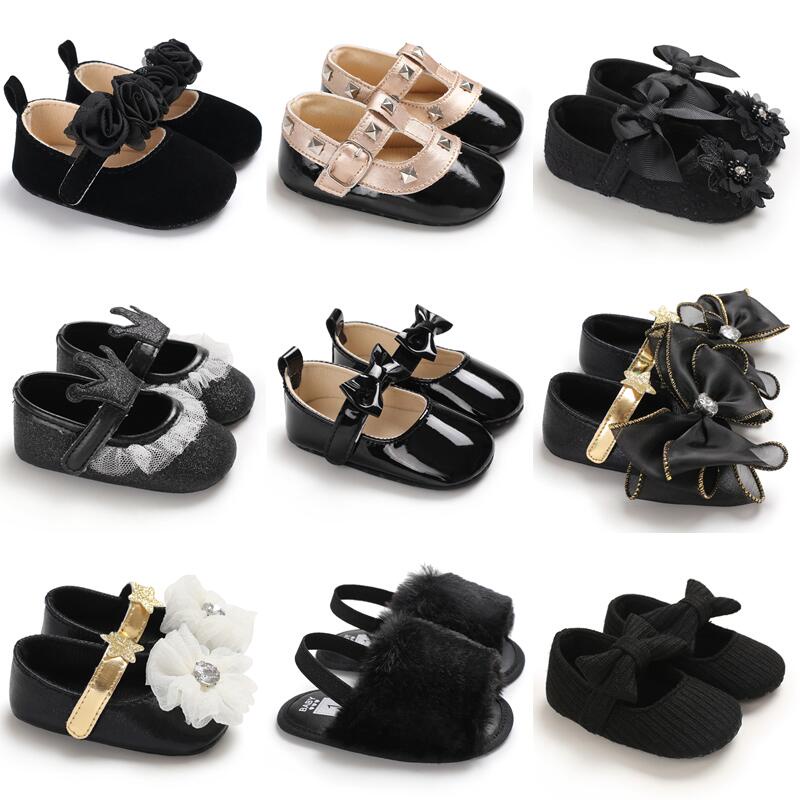 Black Baby Shoes Walking Toddler Shoes Soft Sole Newborn Birthday