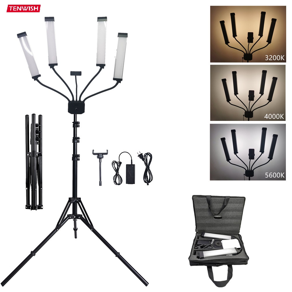 Tenwish 65W 3200K5600K Four Arms Fill LED Light with 160cm Tripod