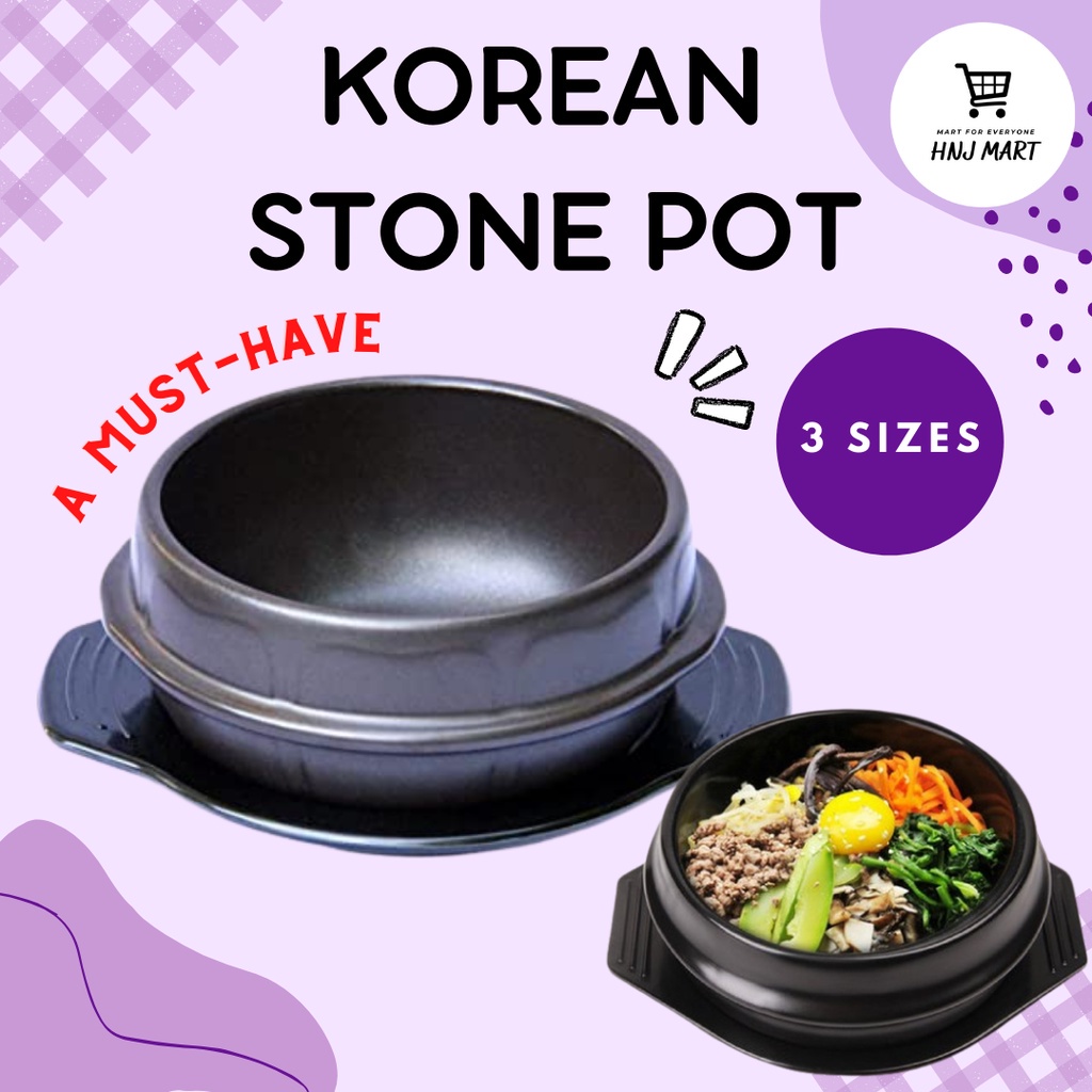 Dolsot Korean Stone Pot with Tray / Clay Pot Bibimbap Pot / Ddukbaegi