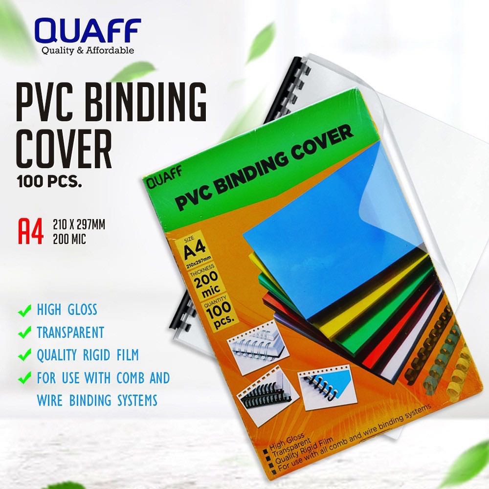 QUAFF Clear PVC Binding Cover 200 Microns A4 // long // short (100