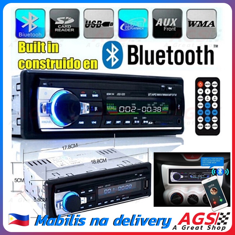1 Din Car Stereo Bluetooth Car Radio Handsfree Mp3 Player Power