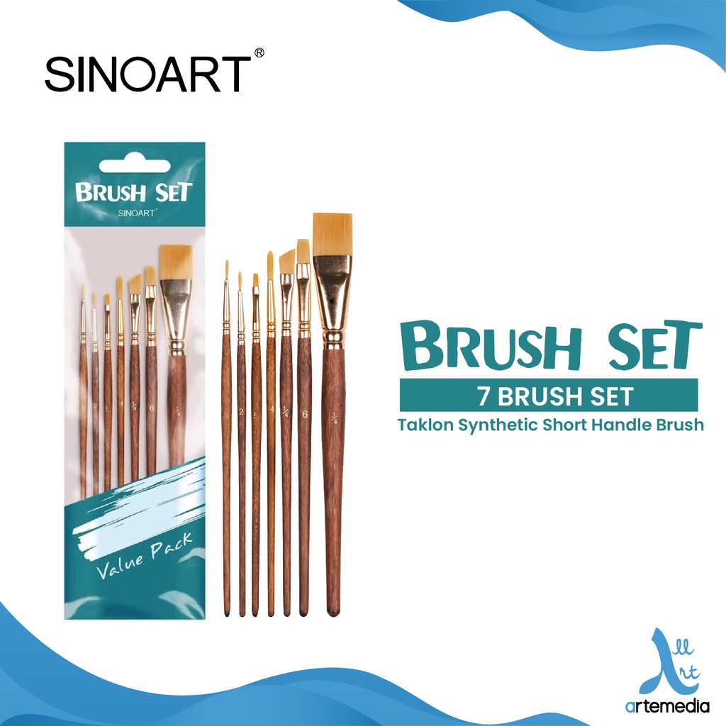 Sinoart Painting Brush Set 7 Stroke Short Handle Brush Shopee Philippines