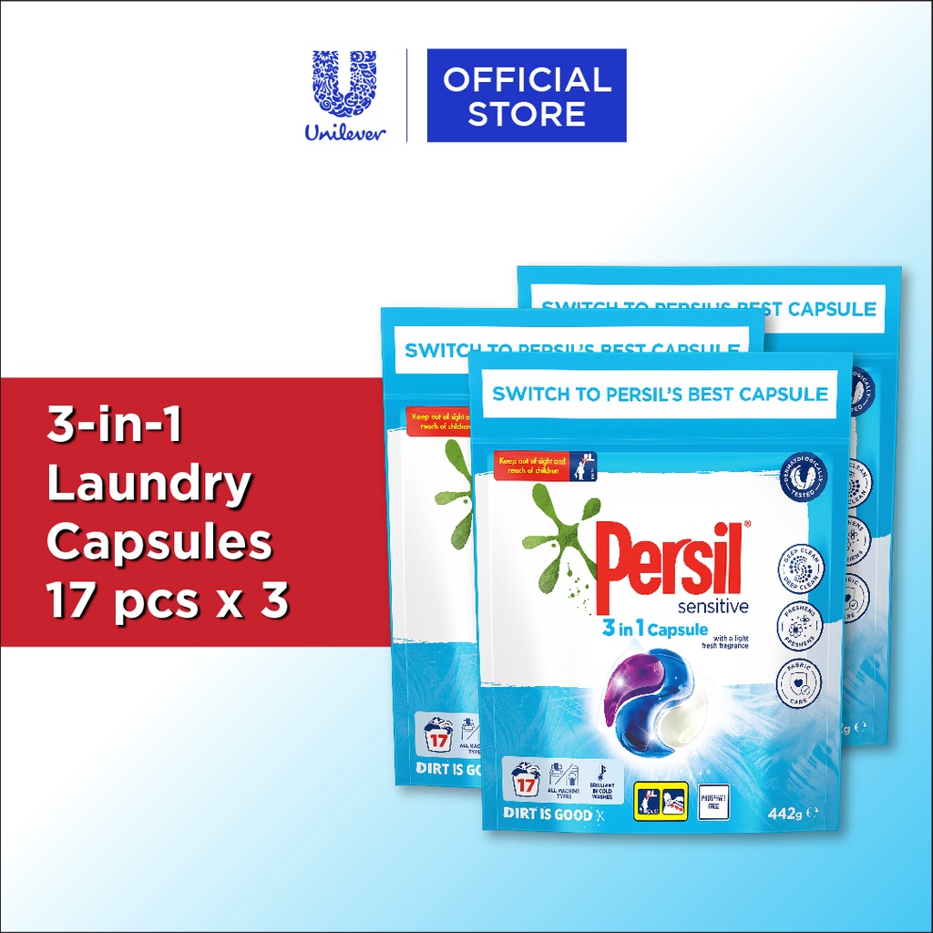 [Bundle of 3] Persil 3in1 Laundry Capsules 442g (17pcs/pack) Shopee