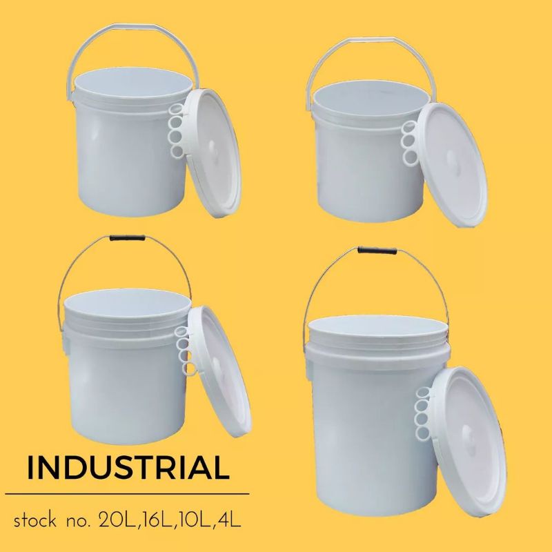 industrial pail with cover and handle. 20L 16L 10L and 4L Shopee