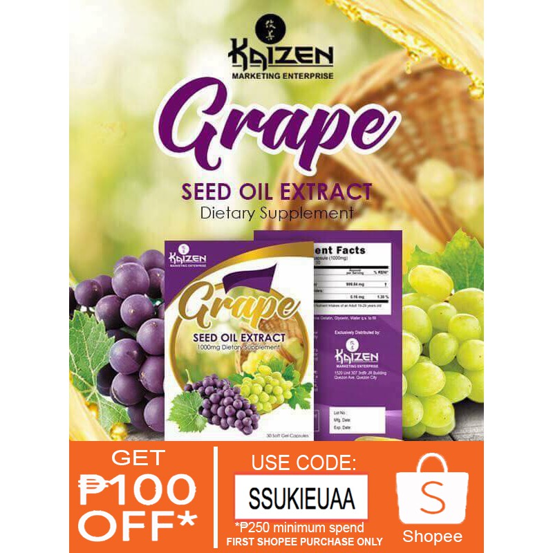 KAIZEN GRAPESEED OIL EXTRACT SOFTGELS Shopee Philippines