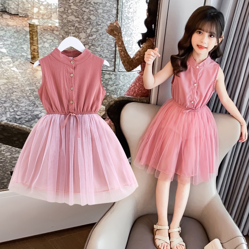 Ready stock girl dresses summer kids dress sleeveless children's