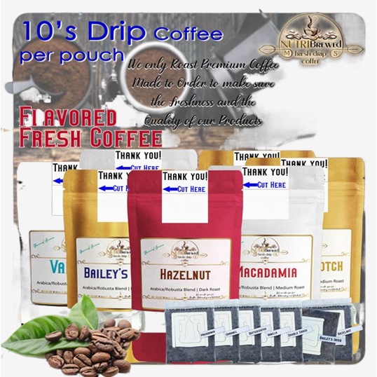 DRIP COFFEE Fresh Premium/Flavored/Classic Drip Coffee in a Pouch 10's ( NUTRIBREWED