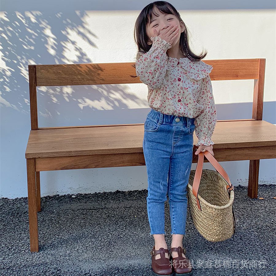 Spring New Style Girls Jeans Children Baby Korean Version Small Feet