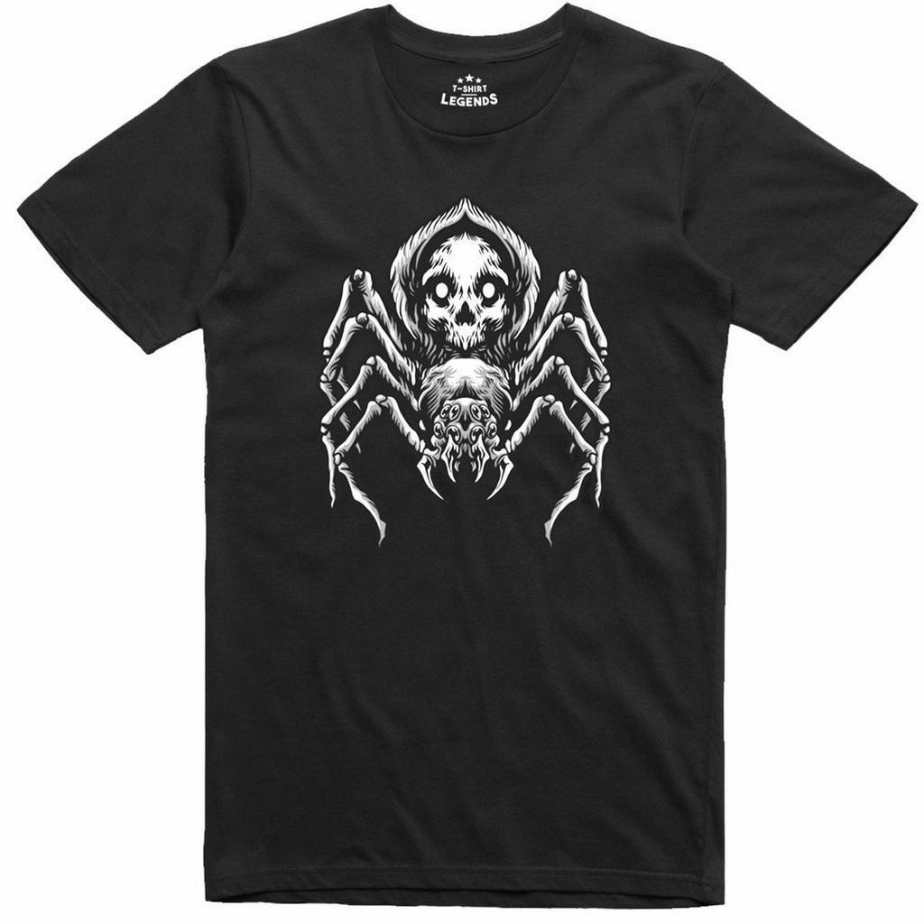 Mens Halloween Costume Skull Spider Horror Design Regular Fit TShirt