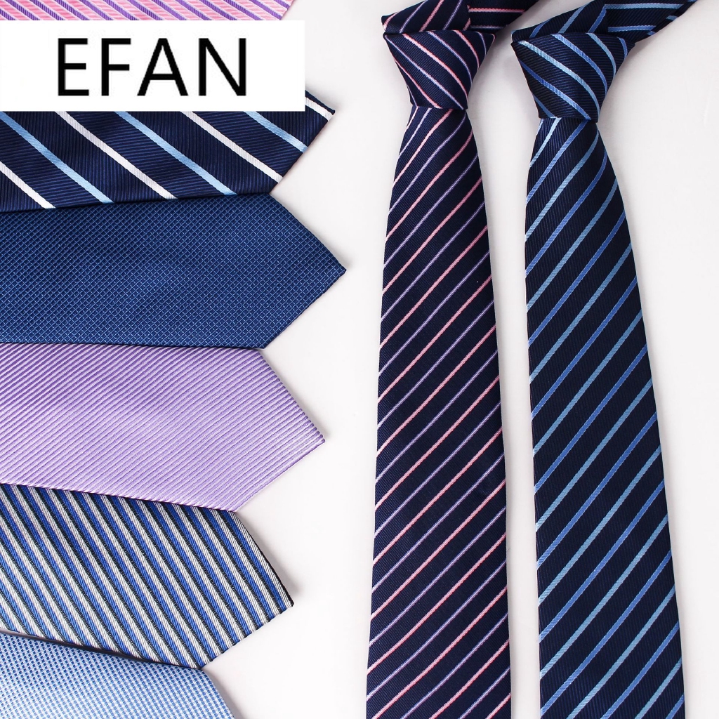 EFAN Men's Fashion Neckties Classic Stripe Black Navy Blue Wine Red