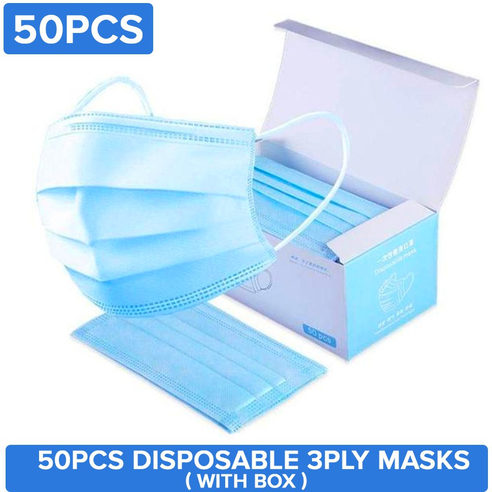 SALE! 3Ply Disposable Surgical Face Mask 50 pcs With box COD Shopee