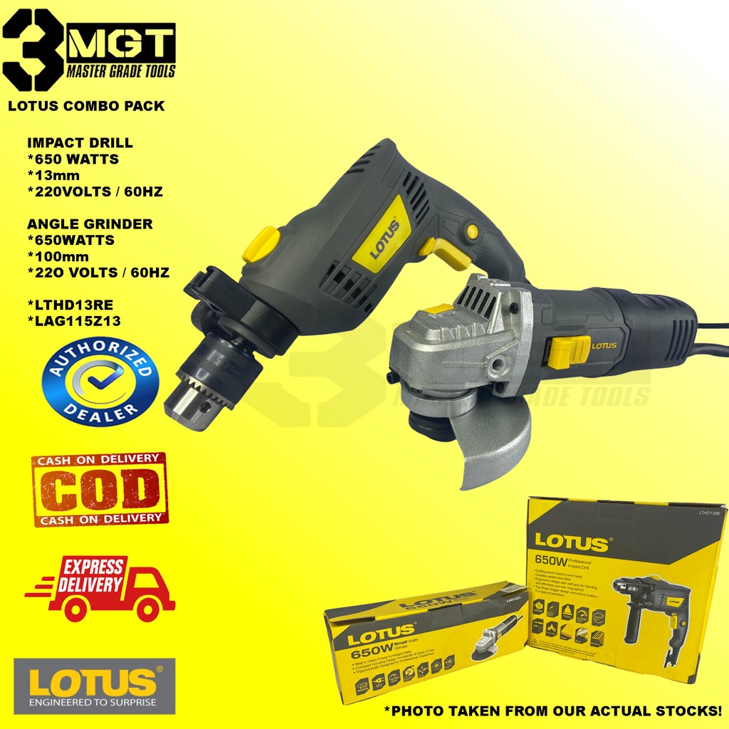 ORIGINAL LOTUS DRILL AND GRINDER COMBO PACK 650 WATTS HEAVYDUTY COD