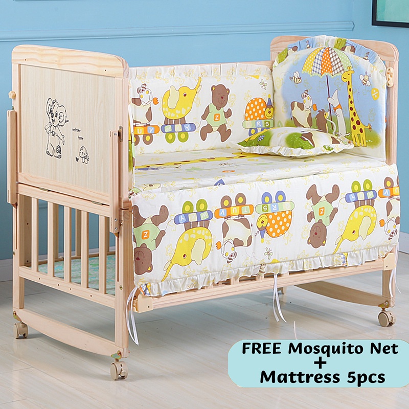 Baby Crib Solid Wood Crib Multifunctional Cradle Bed Wood Crib For Baby