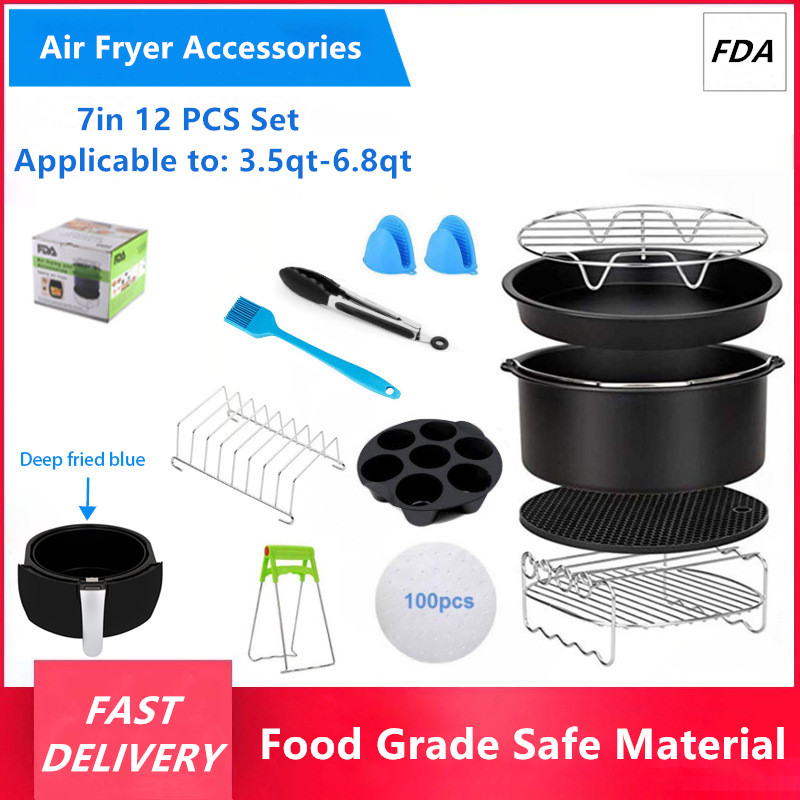 FDA Approved Air Fryer Accessories 7 Inch 12 Pcs Set for 3.5QT7.2QTup