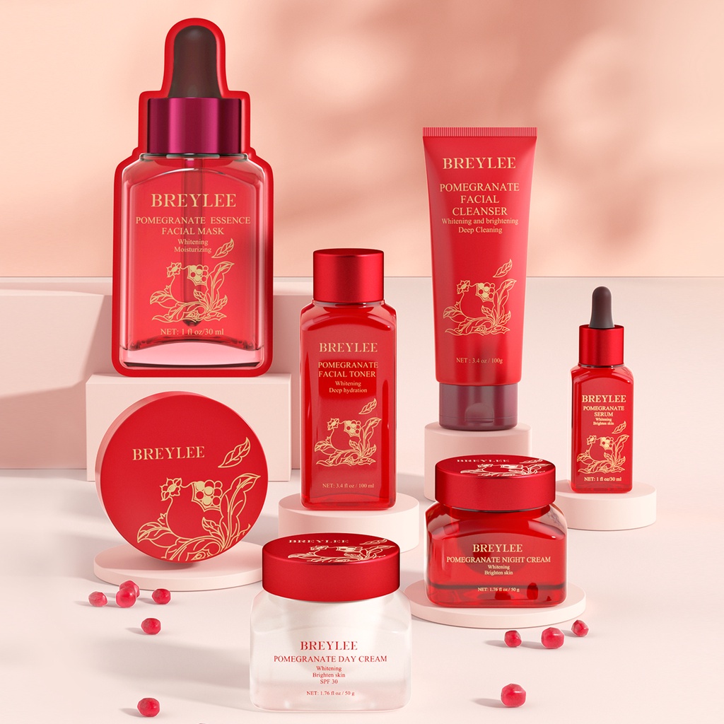 BREYLEE Whitening Skincare Red Pomegranate Set Face Mask Serum Cream