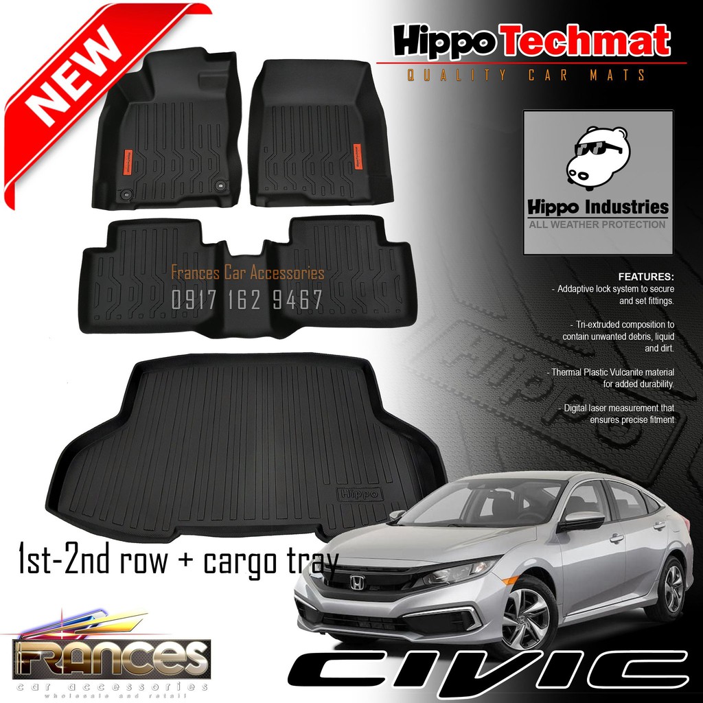 Honda Civic 2016 to 2024 Deep Dish matting Thailand Made Hippo Brand V2