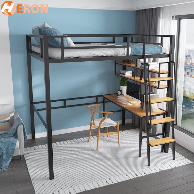 HERON Loft Bed Iron Elevated Bed Duplex Second Floor Bed Shopee