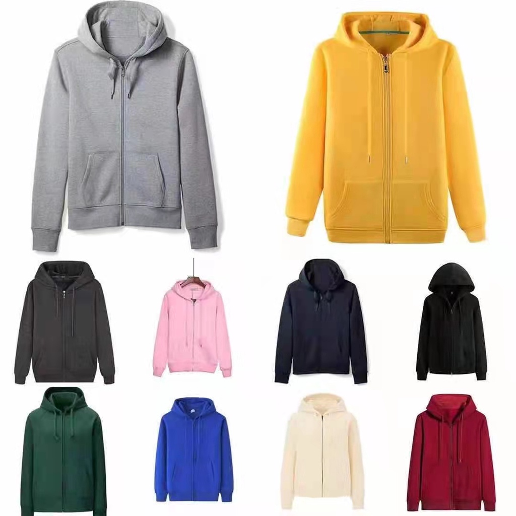 YXF Unisex Plain Adjustable Hoodie Jacket with zipper Good Quality