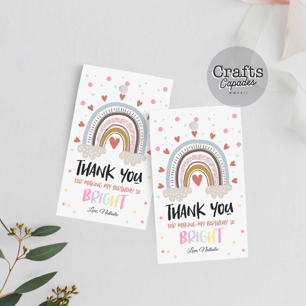 32 pcs Christening Gift tags / Boho Rainbow Bright / Personalized gift