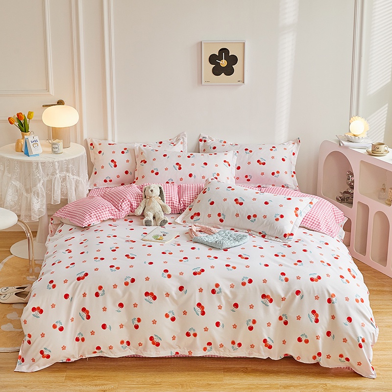 Cherry Witthout any Comforter 3/4in1 Fashion Bedding Set Bedsheet Pillowcase Blanket Quilt Cover