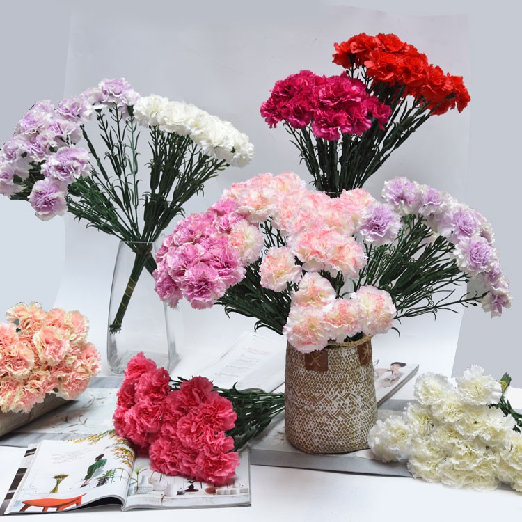 Silk Flower Carnation Ornamental Flower Fake Flower Wedding Plastic