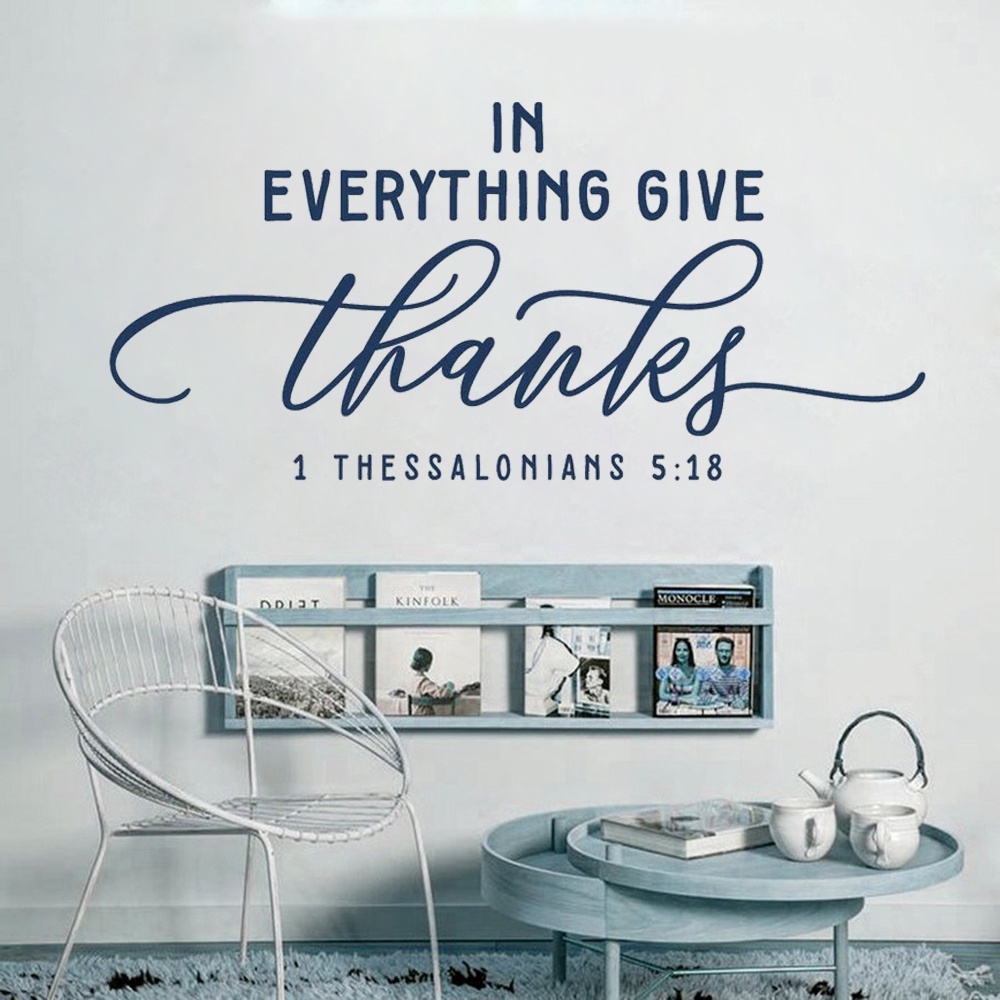 Give Thanks In Everything Quotes Wall Decals For Kids Room Livingroom Decor Murals Vinyl 1