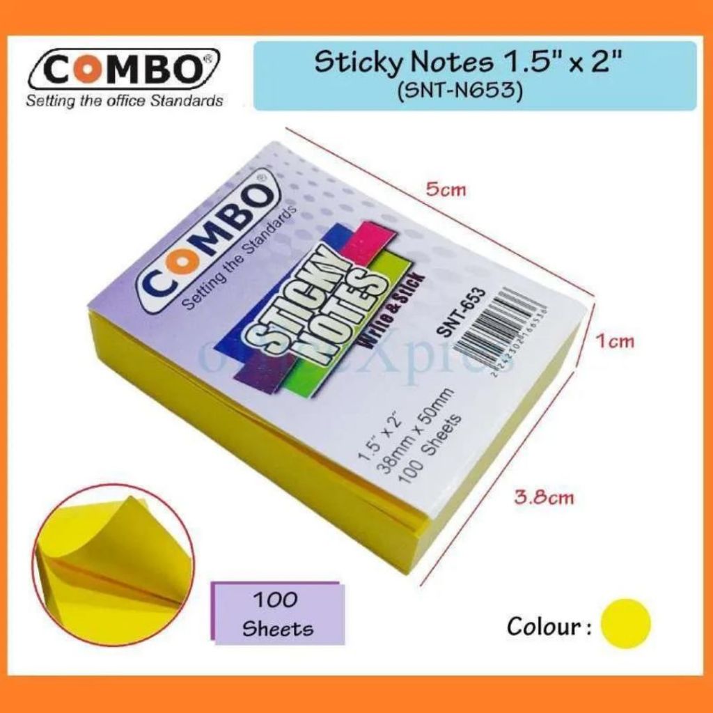 Sticky Notes/Paper Memo Stick 38mm x 50mm 100 sheets Index Mark SNT 653