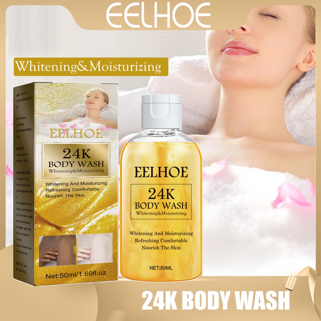 EELHOE 24K gold whitening shower gel body wash Body Whitening shower
