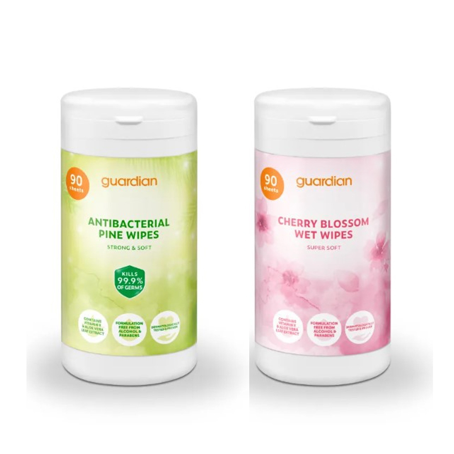 Guardian Antibacterial Wipes 90s (Cherry Blossom/Pine) Hand & Face