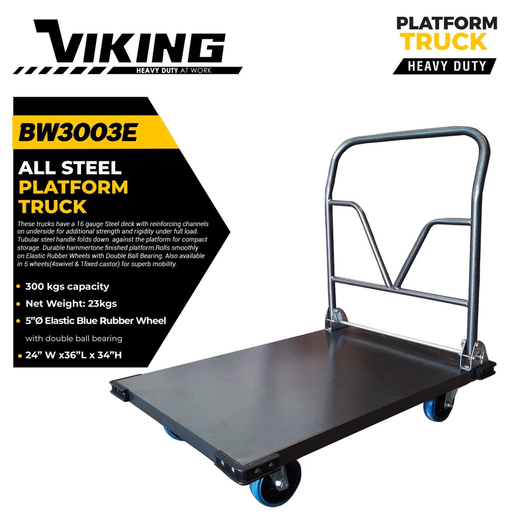 VIKING HEAVY DUTY STEEL PLATFORM TRUCK FOLDABLE HANDLE TROLLEY PUSH