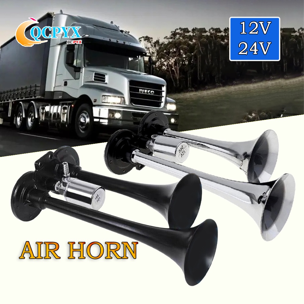 12V/24V 300DB Universal Super Loud Air Horn Dual Trumpet Truck Train