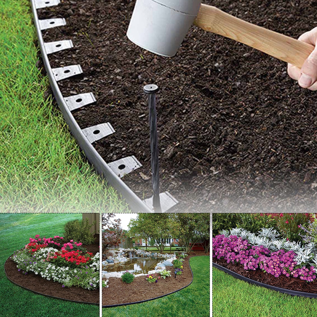 5m/10m Plastic Garden Lawn Flower Bed Fence Landscape Edging Decor with