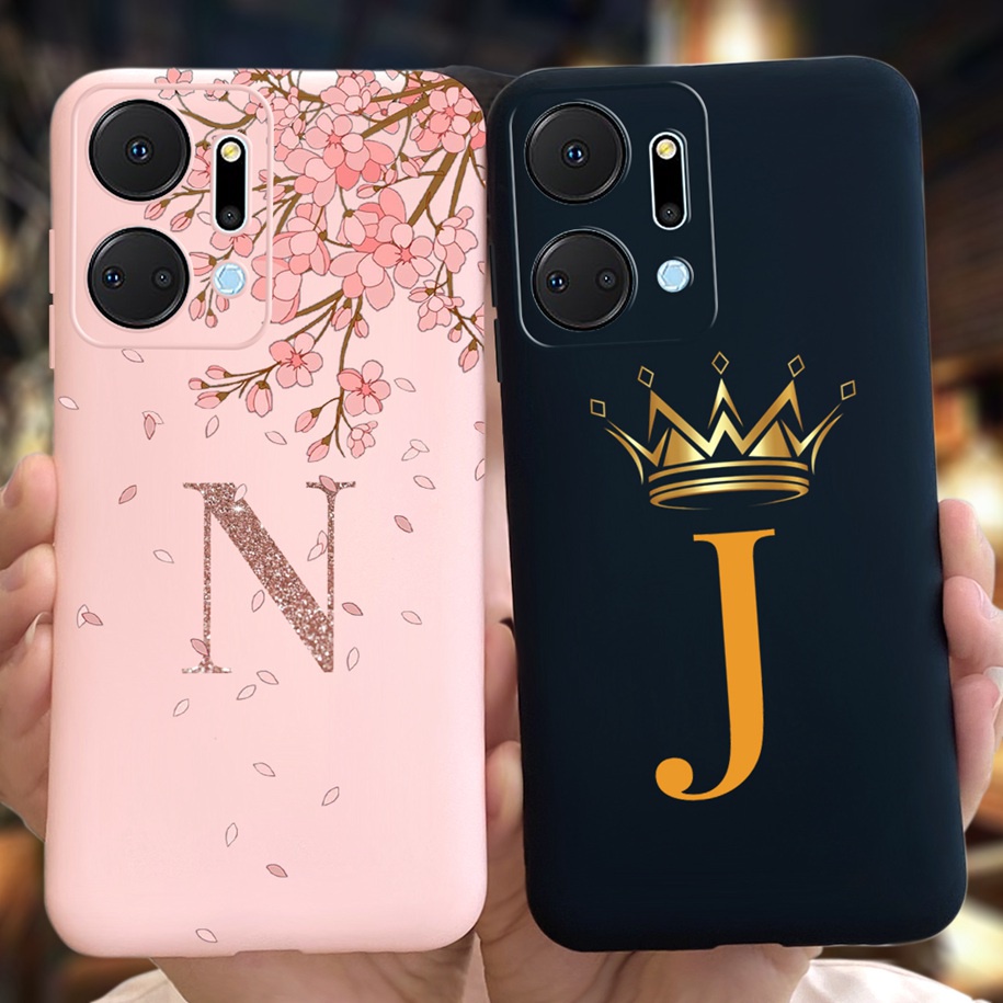 Honor X7a Case RKYLX2 Cute Letters Crown Silicone Soft TPU Capas