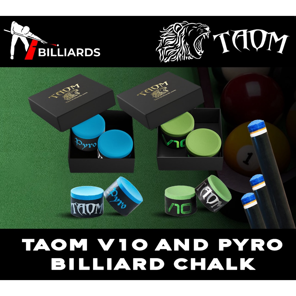 TAOM V10 and PYRO Chalk Round Blue and Green Billiards Chalk 1 piece