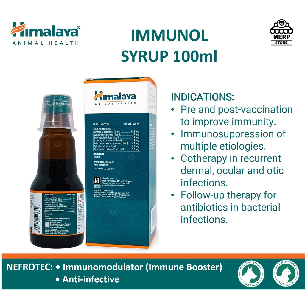 Himalaya Immunol Syrup 100ml for Cats and Dogs Immune Booster (Authentic Himalaya Product