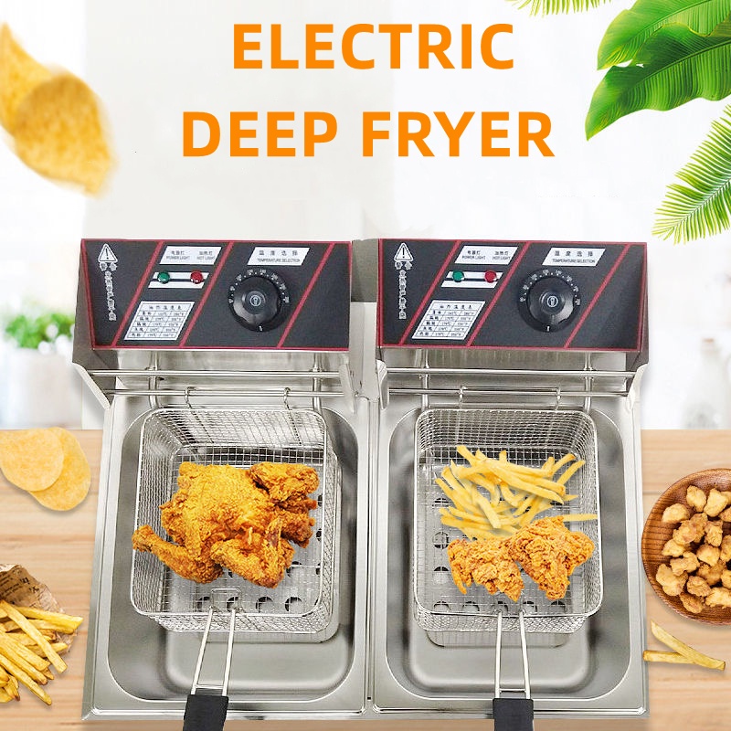 Double Deep Fryer Electric Stainless Steell Deep Oil Fryer (6Liters