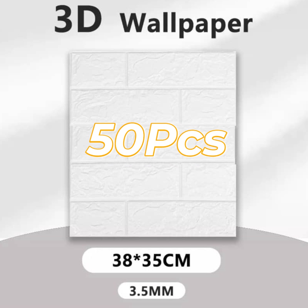 50PCs 38*35cm Brick Wallpaper Design Wall Decor DIY Self Adhensive 3D