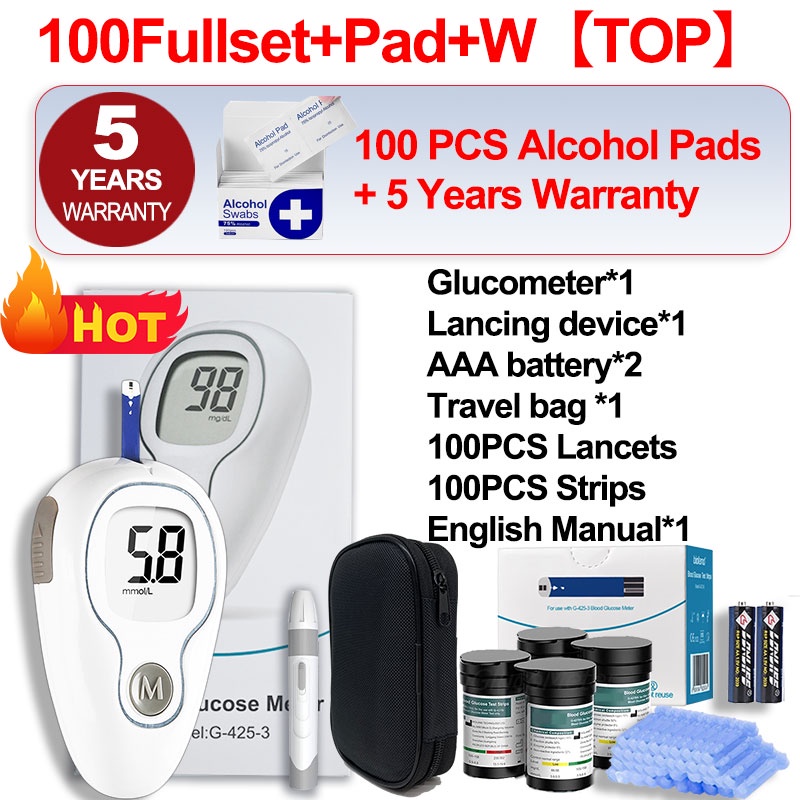 Blood Sugar Test Kit with 50/100 Strips and Lancets Medical Grade