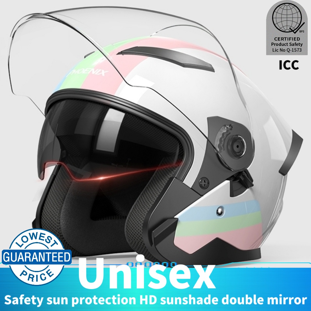 Double Mirror Motorcycle Half Face Helmets Open Face Cycling/Bicycle
