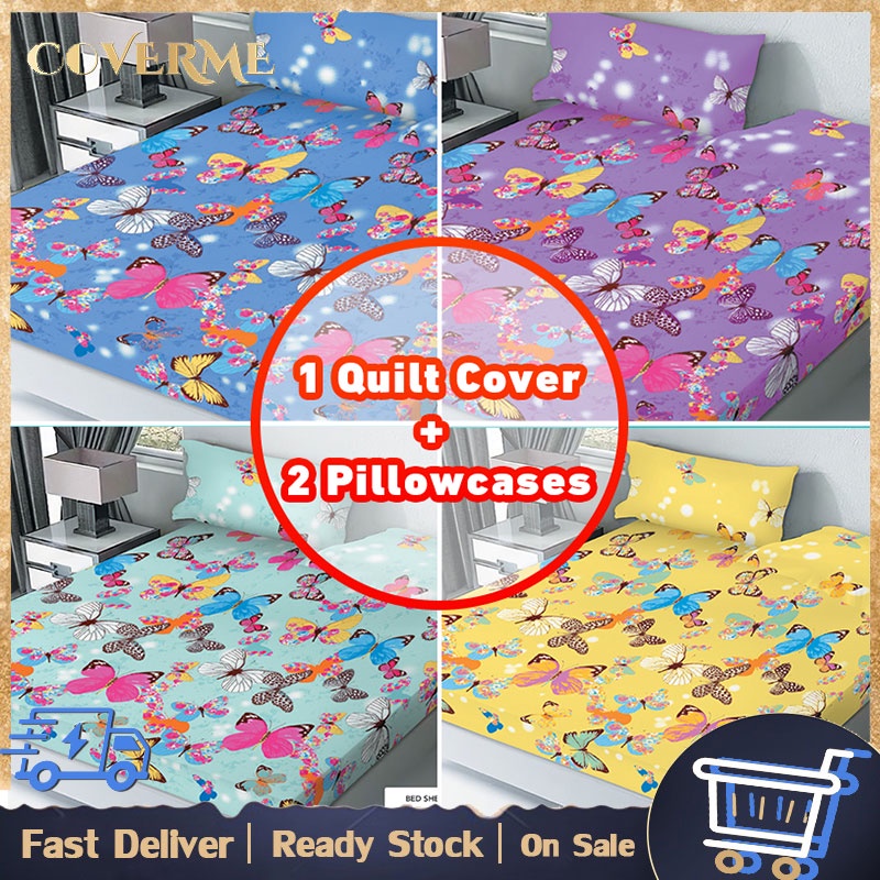 150CM Korean Design Cotton Bed Sheet 3 in 1 Set (1 Garterized Bed Sheet