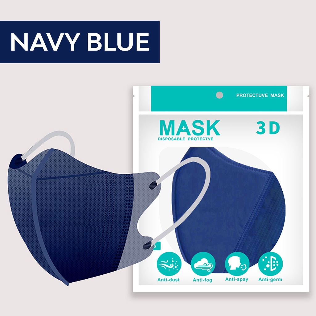 10 PCS 3D ORIGINAL KN95 Navy Blue Dark Denim Disposable Face Mask